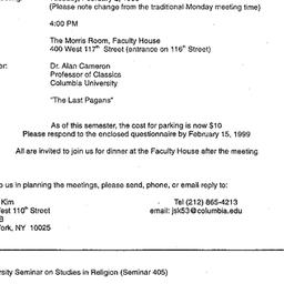 Announcements, 1999-02-02. ...