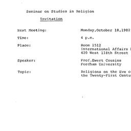 Announcements, 1982-10-18. ...