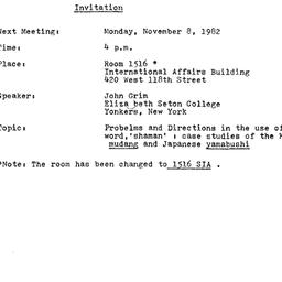 Announcements, 1982-11-08. ...
