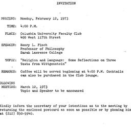 Announcements, 1973-02-12. ...