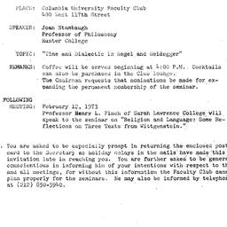Announcements, 1973-01-08. ...