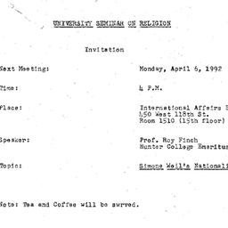 Announcements, 1992-04-06. ...