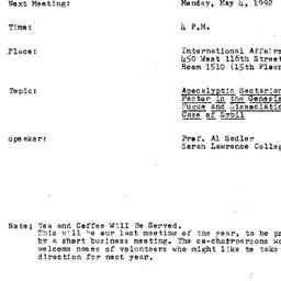 Announcements, 1992-05-04. ...