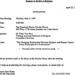 Announcements, 1997-05-05. ...