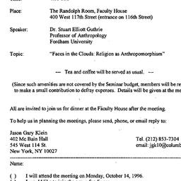 Announcements, 1996-10-14. ...