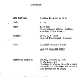 Announcements, 1985-12-09. ...