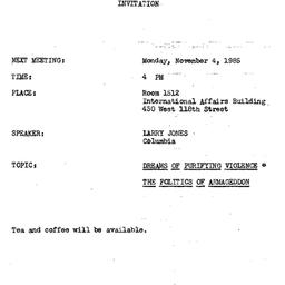 Announcements, 1985-11-04. ...
