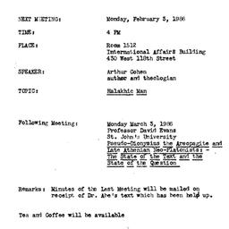 Announcements, 1986-02-03. ...