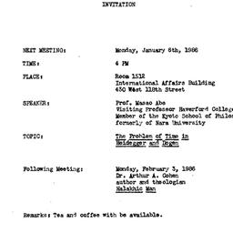Announcements, 1986-01-06. ...