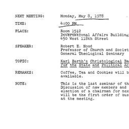 Announcements, 1978-05-08. ...