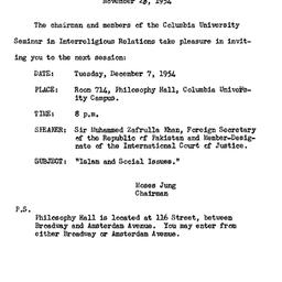 Announcements, 1954-11-28. ...