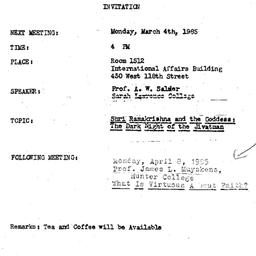 Announcements, 1985-03-04. ...