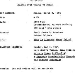 Announcements, 1985-04-08. ...