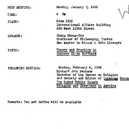 Announcements, 1985-01-07. ...