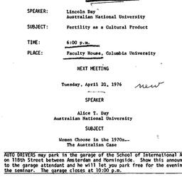 Announcements, 1976-03-18. ...