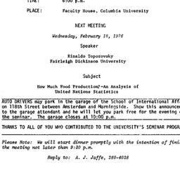 Announcements, 1976-01-20. ...