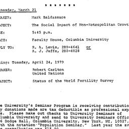 Announcements, 1979-03-21. ...