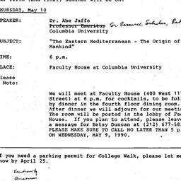 Announcements, 1990-05-10. ...