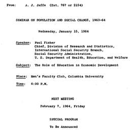 Announcements, 1964-01-03. ...