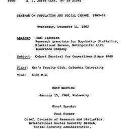 Announcements, 1963-11-27. ...