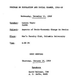Announcements, 1968-12-11. ...