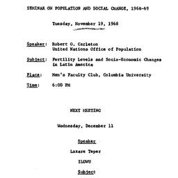 Announcements, 1968-11-19. ...