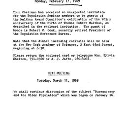 Announcements, 1969-02-17. ...