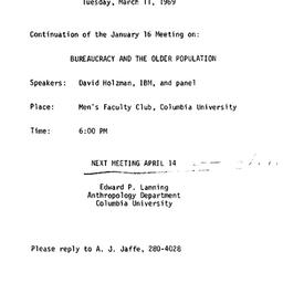 Announcements, 1969-03-11. ...