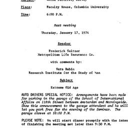 Announcements, 1973-12-13. ...
