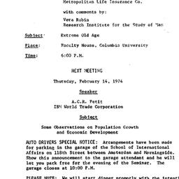 Announcements, 1974-01-17. ...