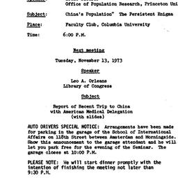 Announcements, 1973-10-15. ...