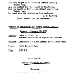 Announcements, 1966-01-14. ...