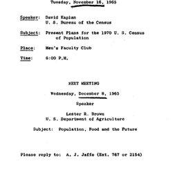 Announcements, 1965-11-03. ...