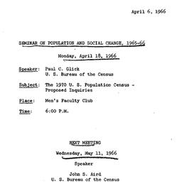 Announcements, 1966-04-06. ...