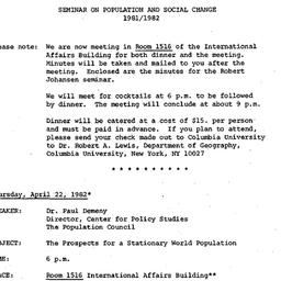 Announcements, 1982-04-22. ...