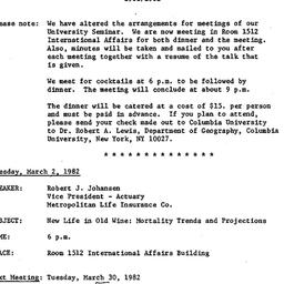 Announcements, 1982-03-02. ...