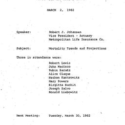 Minutes, 1982-03-02. Popula...