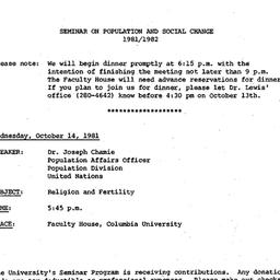 Announcements, 1981-10-14. ...