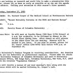 Announcements, 1983-09-27. ...