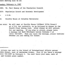 Announcements, 1987-02-04. ...