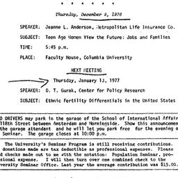 Announcements, 1976-12-09. ...