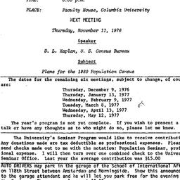 Announcements, 1976-10-12. ...