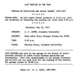 Announcements, 1977-05-12. ...