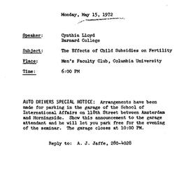 Announcements, 1971-05-15. ...