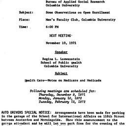 Announcements, 1970-10-12. ...