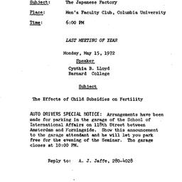 Announcements, 1971-04-20. ...