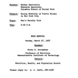 Announcements, 1967-02-01. ...