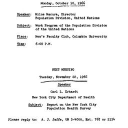 Announcements, 1966-09-29. ...