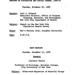 Announcements, 1966-11-08. ...
