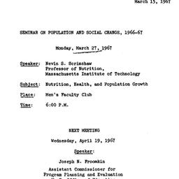 Announcements, 1967-03-15. ...
